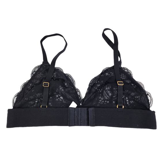 Lively The Long-Lined Lace Triangle Lined Unpadded Cup Bralette Black Size Large - Picture 4 of 4